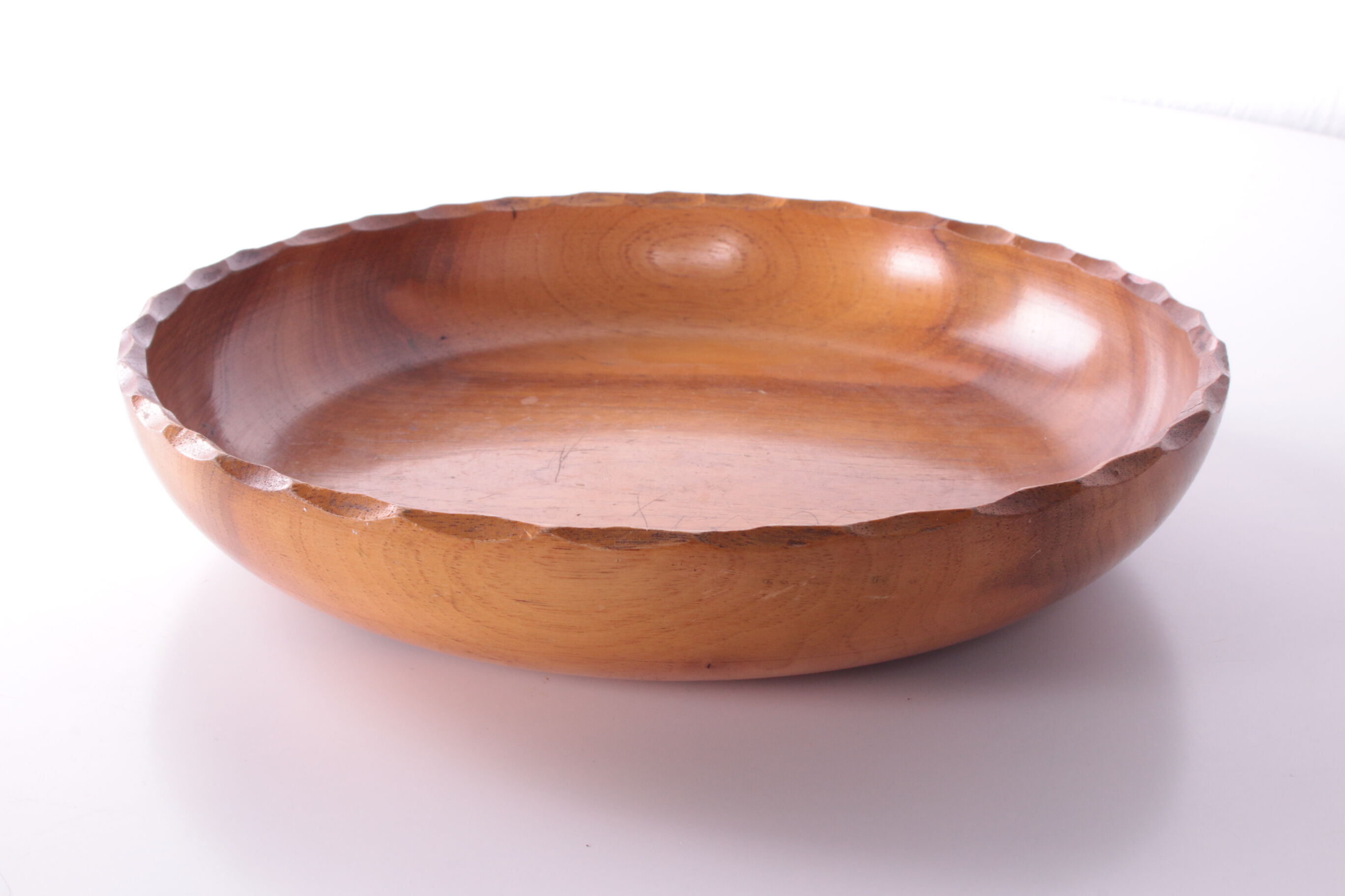 Vintage teak wooden high bowl or fruit bowl 1960s Denmark