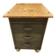 Wood and waxed metal furniture on casters