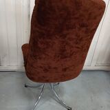 Set of 6 chrome velvet bucket chairs from the 70s