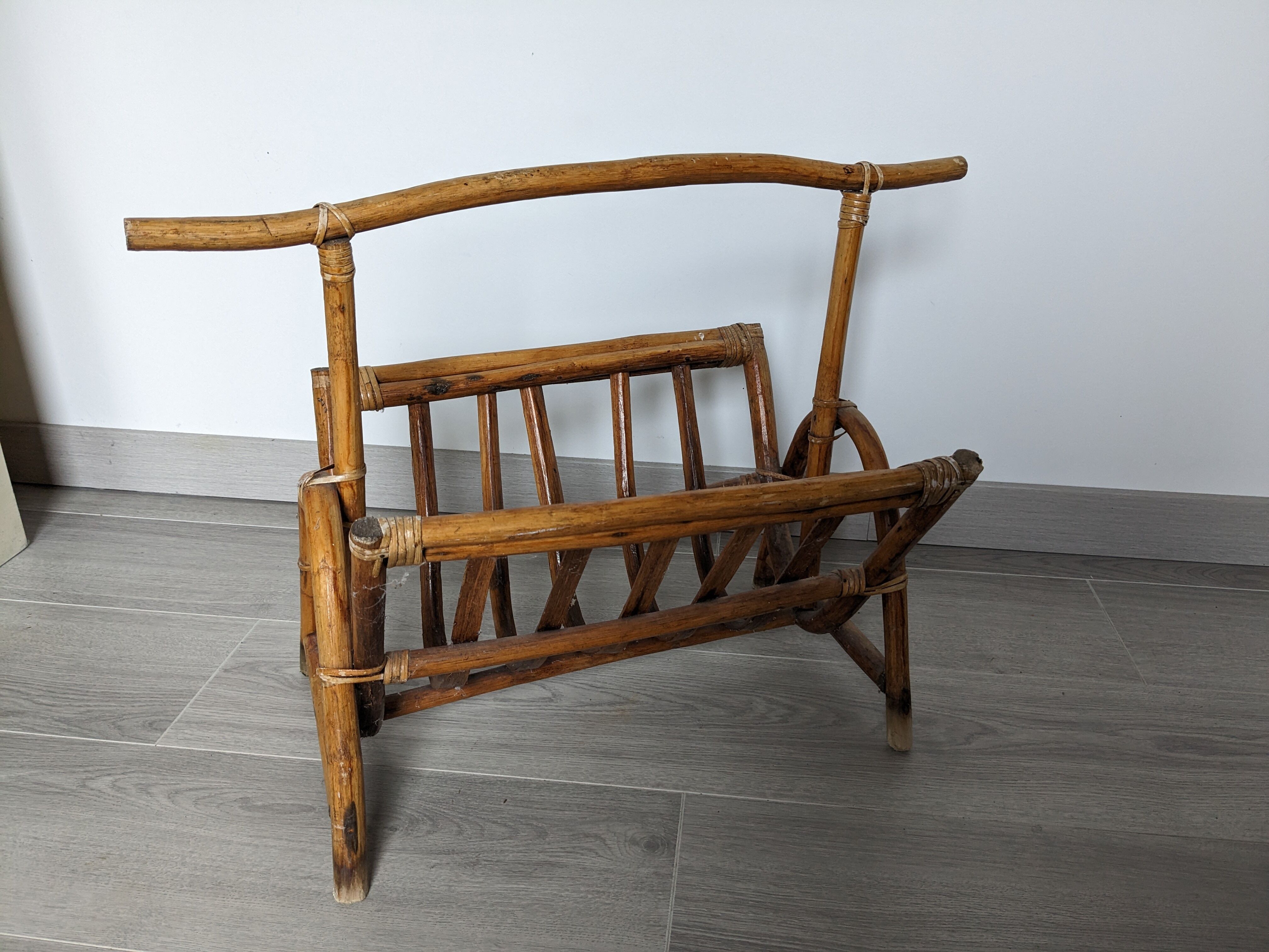 Vintage rattan magazine holders