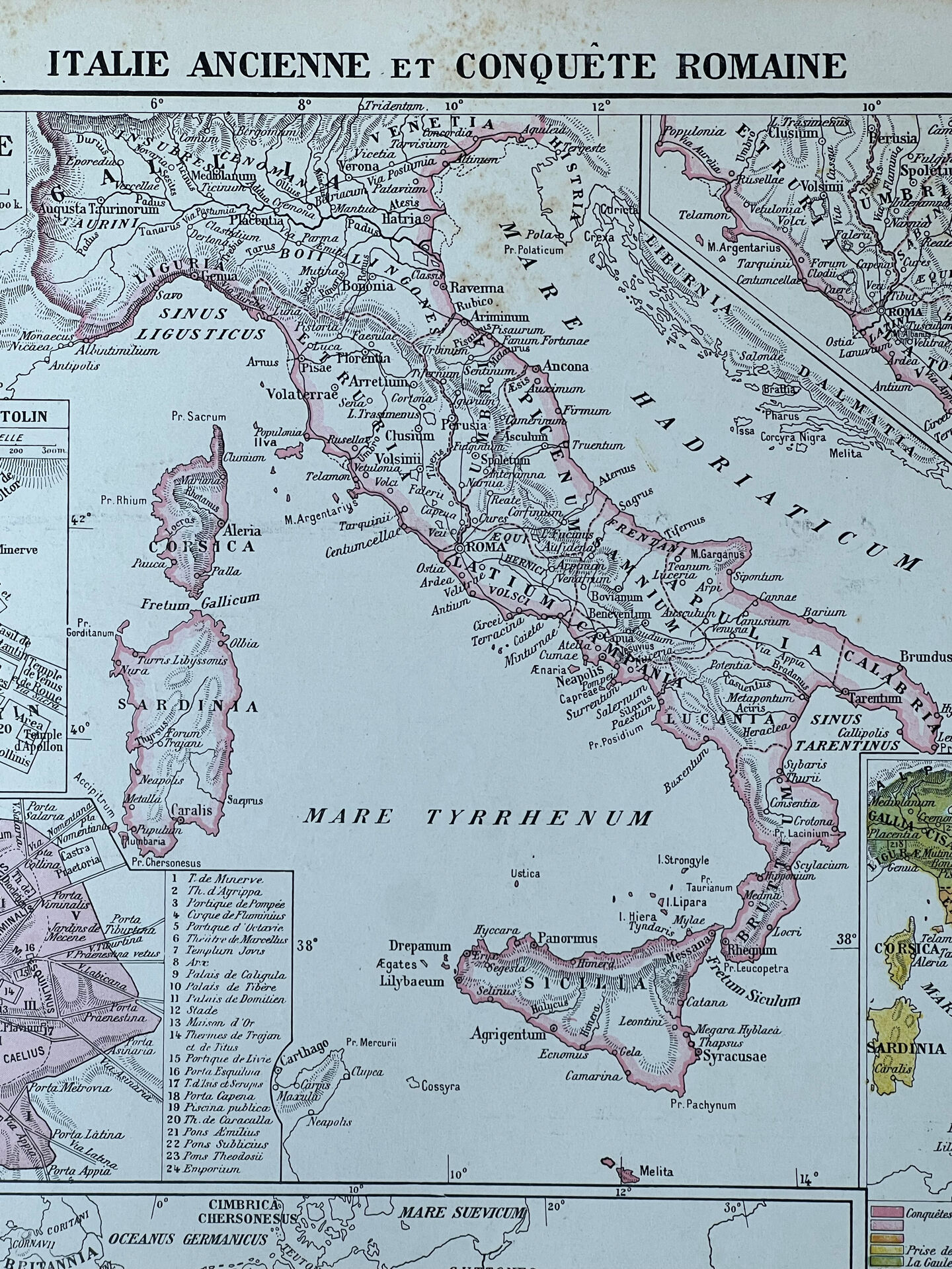 Original map of Italy - 37x27cm - 1908