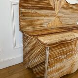 Chest bench in rattan and vintage bamboo