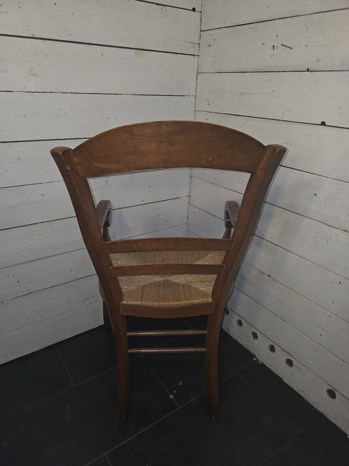 Beechwood office chair with straw seat