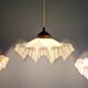 Art Deco trio of suspensions in coloured frilled opaline, 1920-30.