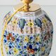 Polychrome Dutch Delft Table Lamp, Tichelaar Makkum, with New Loose Pleat Silk Shade