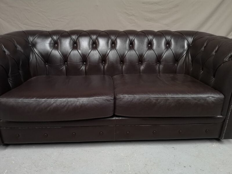 Vintage brown leather chesterfield sofa