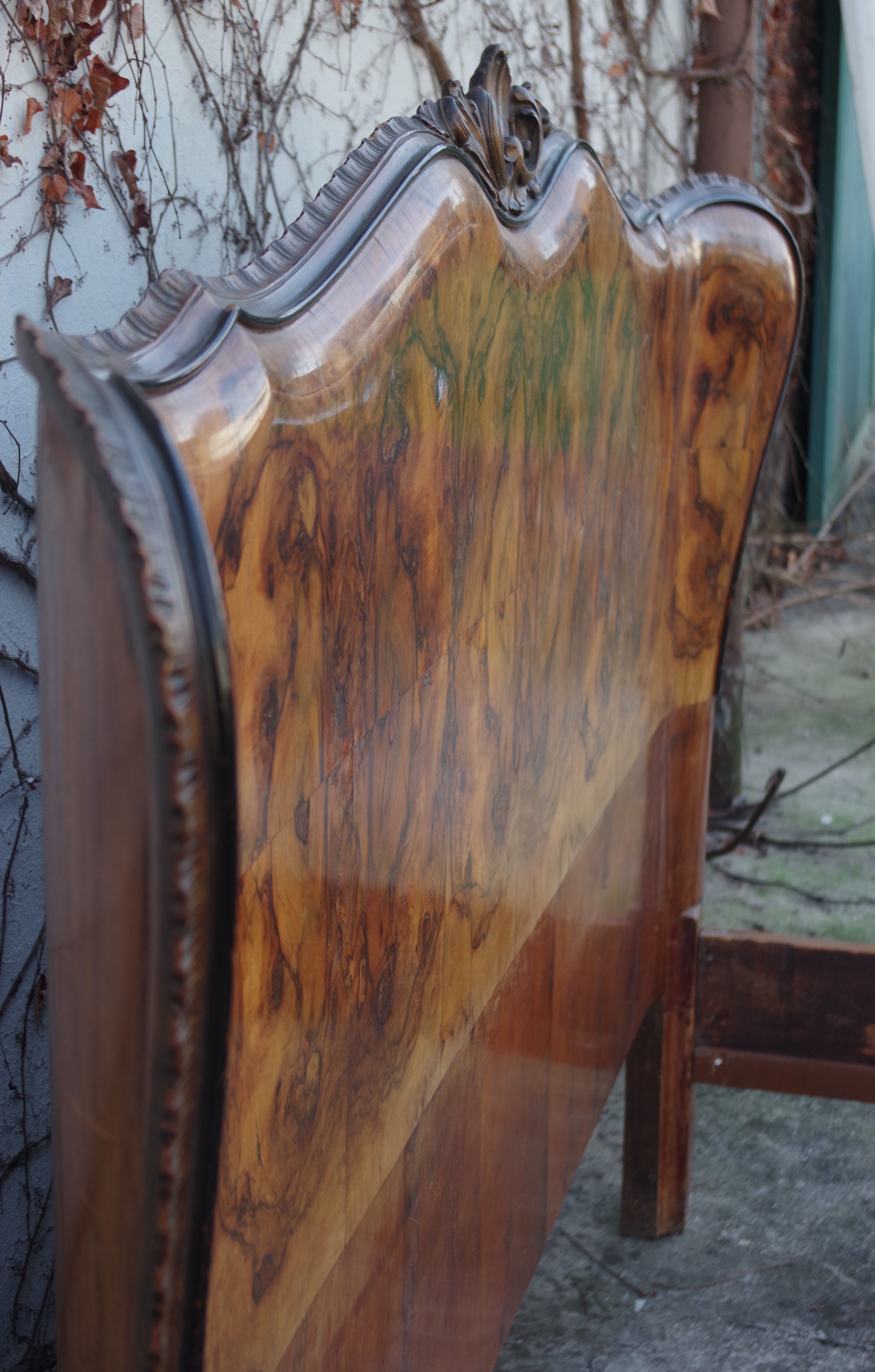 Rounded Walnut Burl Double Bed, 1950s
