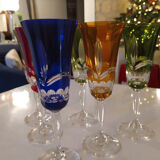 Champagne flutes in colored Nancy crystal
