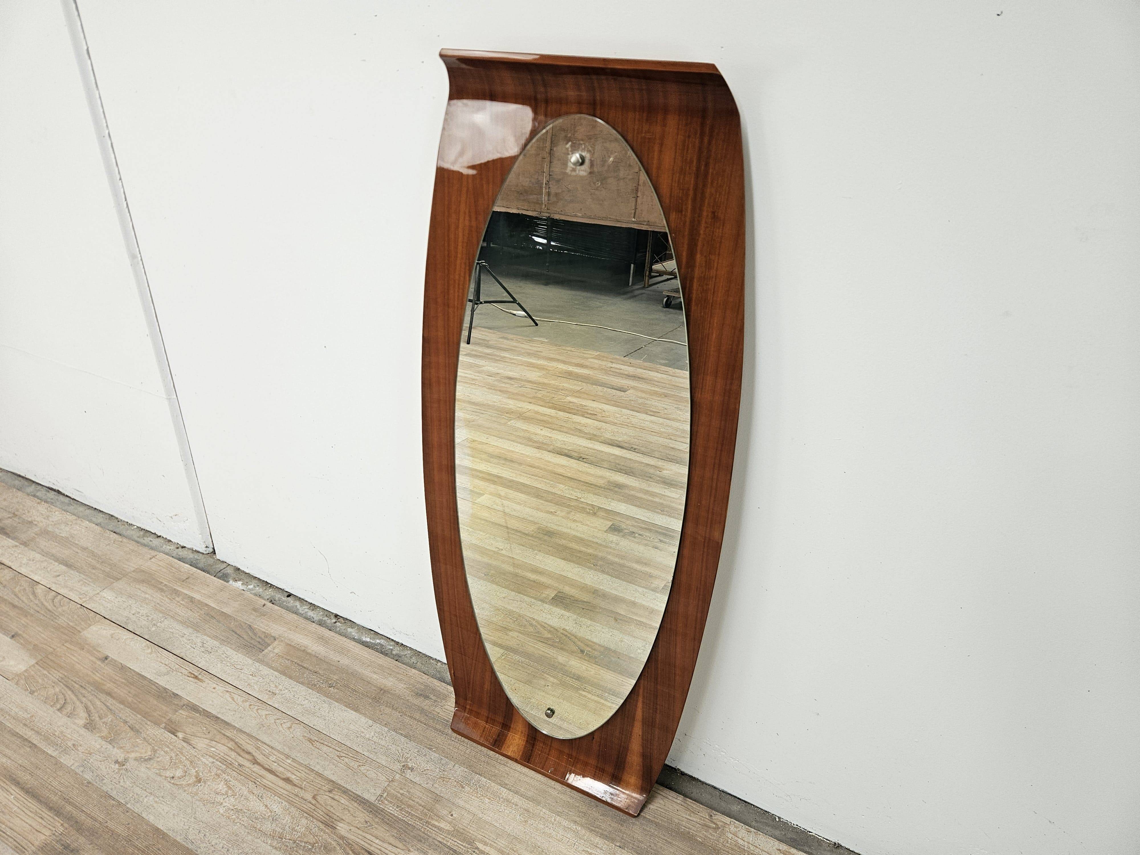 Curved plywood wall mirror by Campo e Graffi, 1960s