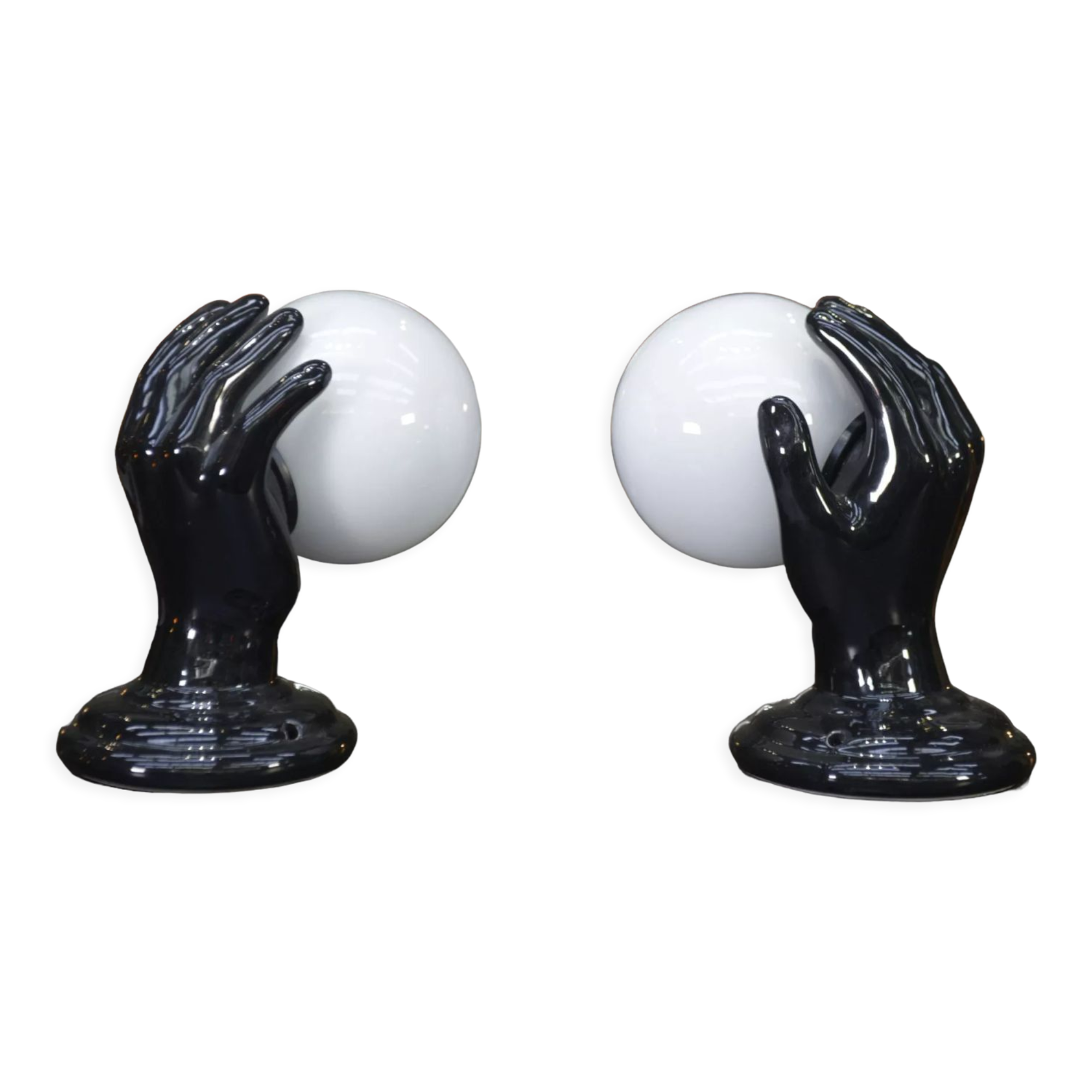 Paire d'appliques main en porcelaine 1970