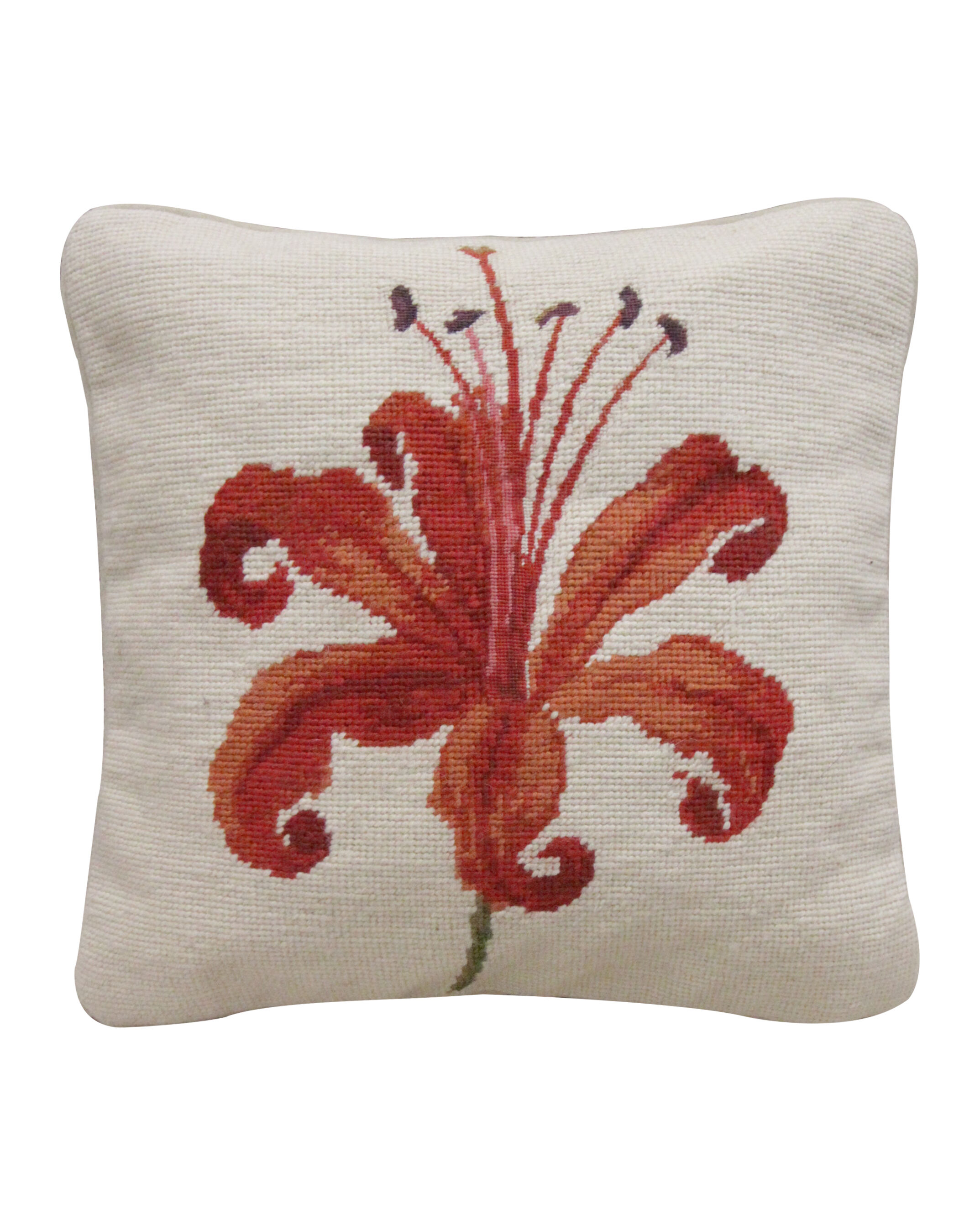 Vintage Handmade Red Flower Wool Cushion Cover- 35x35cm