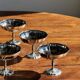 Set of 6 metal ice cream cups on flower-shaped feet