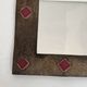 Ceramic Framed Mirror in Bronze with Red Cabochons. French Work.