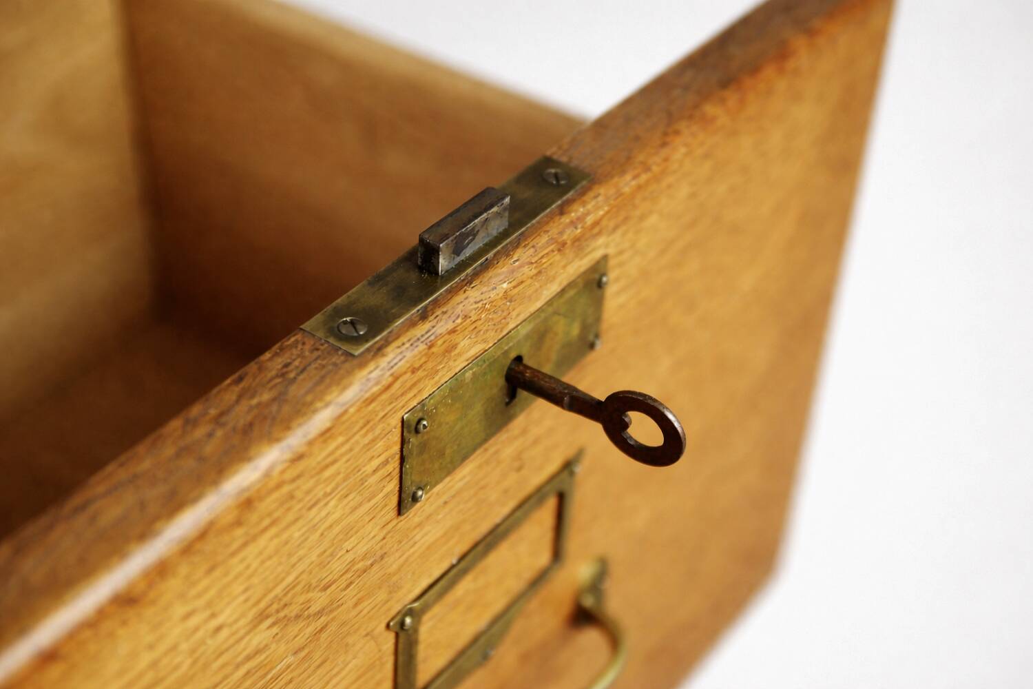 Vintage Industrial English Oak Filing Cabinet with Drawers, 1920s