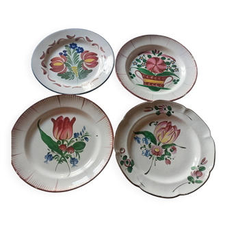 Set of 4 19th-century earthenware plates.