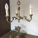 Ensemble de 2 lustres anciens en laiton massif