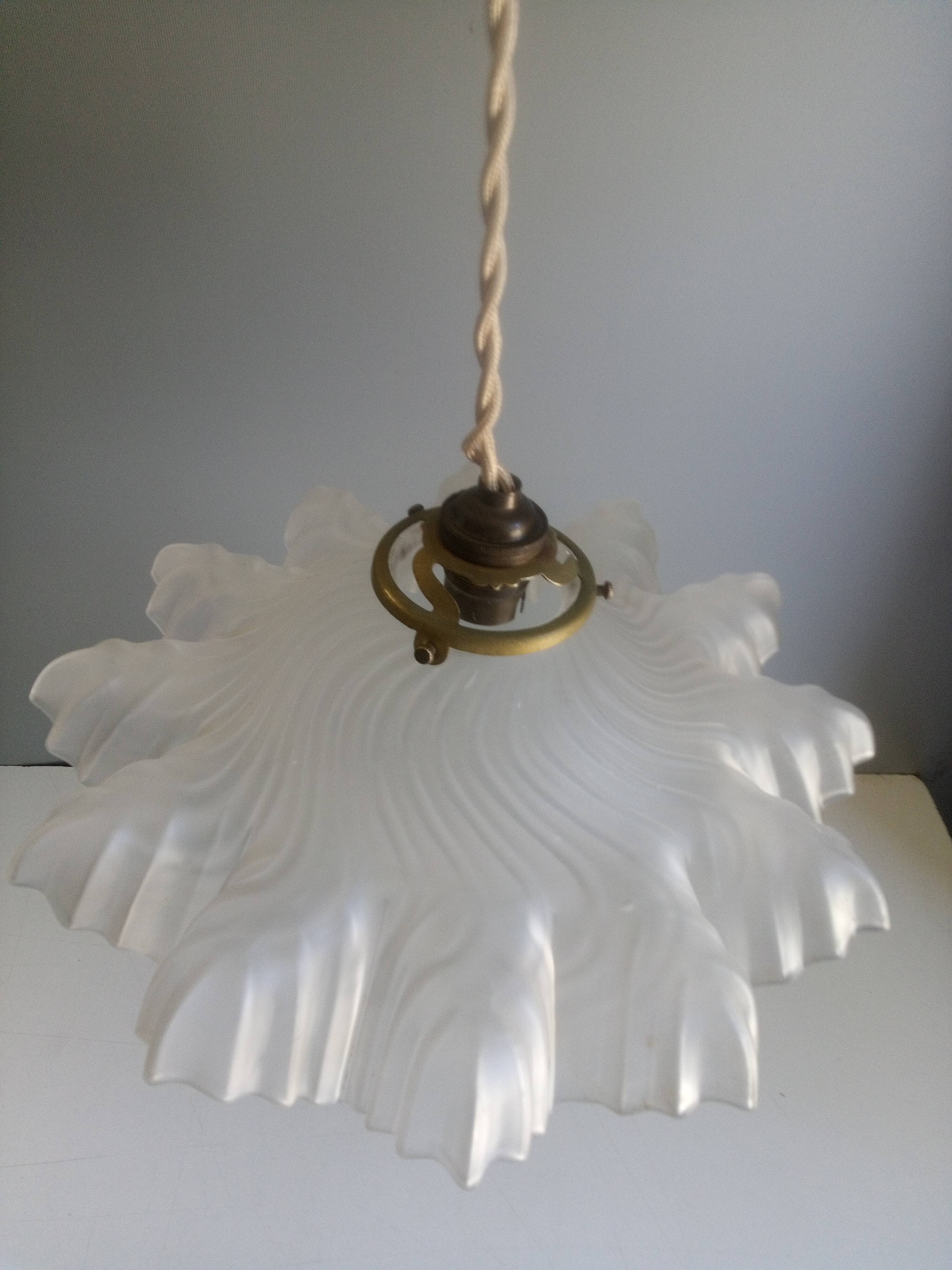 Antique molded glass pendant light - 1930-40