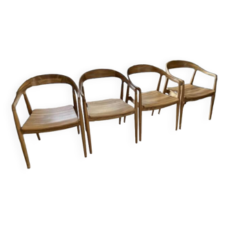 4 chaises bistrot en bois naturel