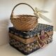 Ensemble de 2 paniers en rotin et corde vintage