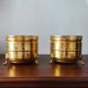 Pair of vintage brass planters with openwork gallery cache-pot.