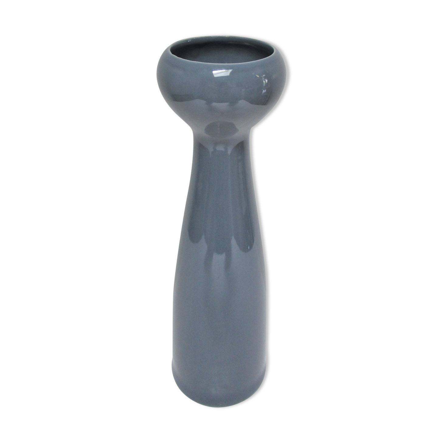 Blue blue grey glazed ceramic hyacinth vase design 70s - 80s