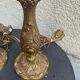 Pair of table lamps in chiseled brass vintage foliage pattern