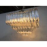 Clear quadriedro murano glass squared chandelier