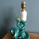 Emerald green mermaid ceramic table lamp