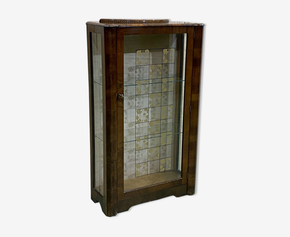 Vitrine art déco des années 1960 en noyer