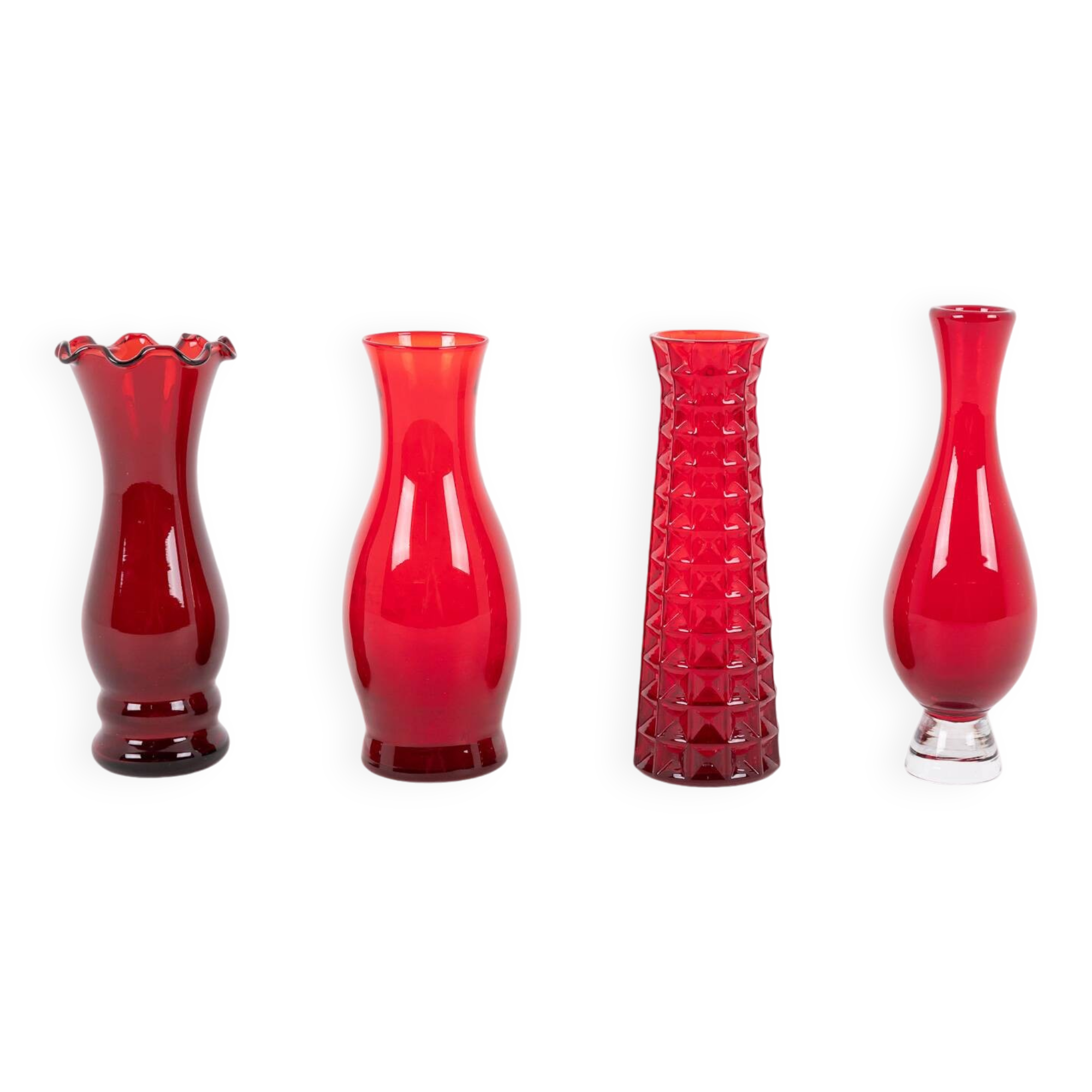 Set of 4 art glass vases by Monica Bratt for Reijmyre, Sweden 1950’s