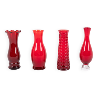 Set of 4 art glass vases by Monica Bratt for Reijmyre, Sweden 1950’s