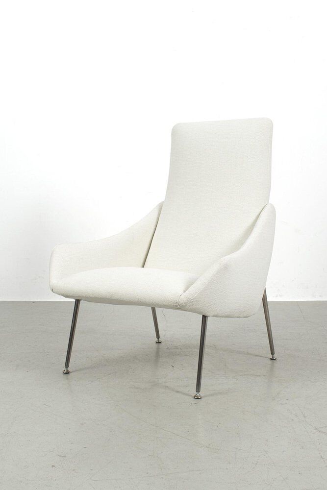 Vintage White Upholstered Armchair