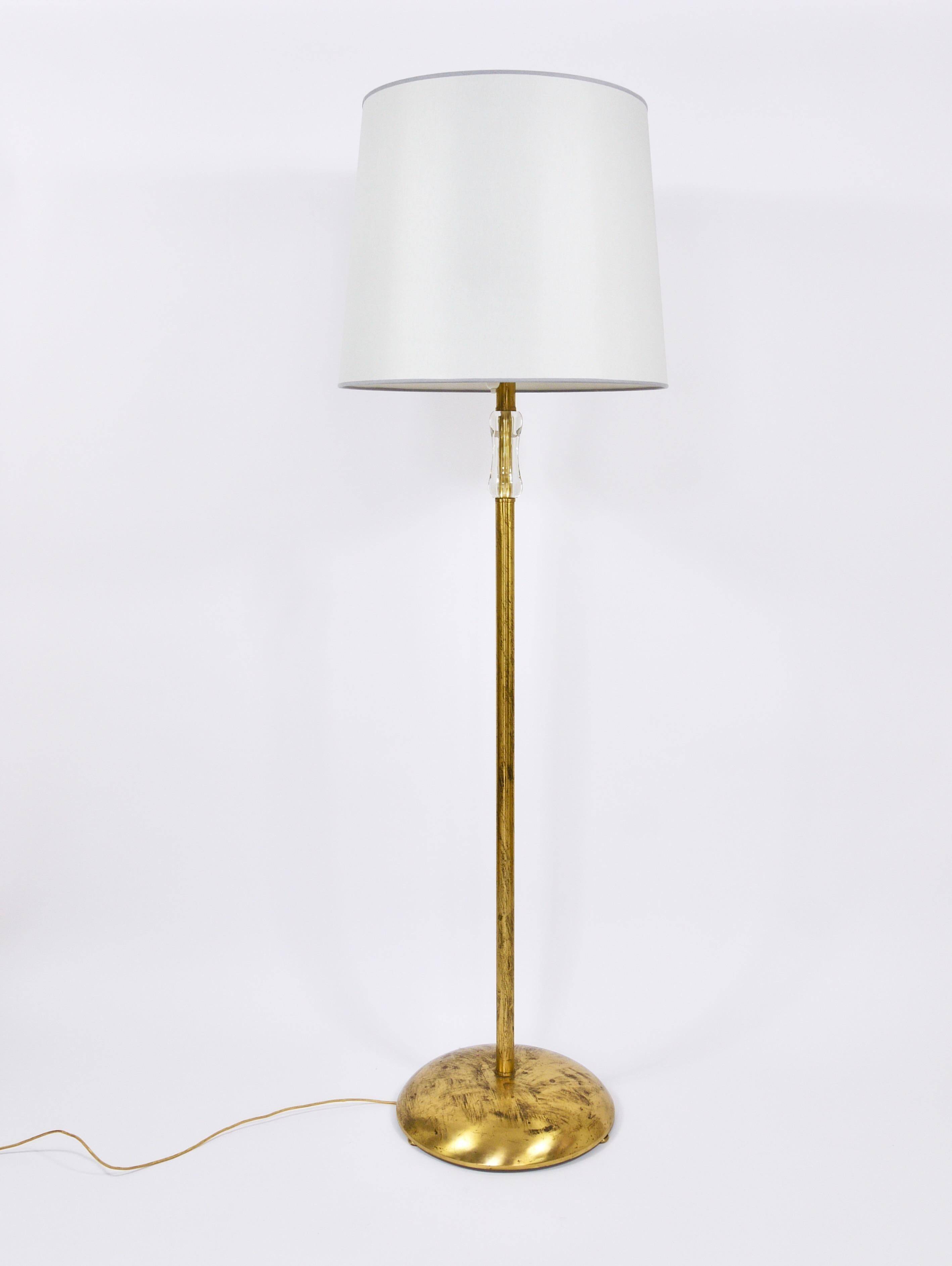 Bakalowits floor lamp from Vienna in solid brass with a glass handle, Austria, 1950s.