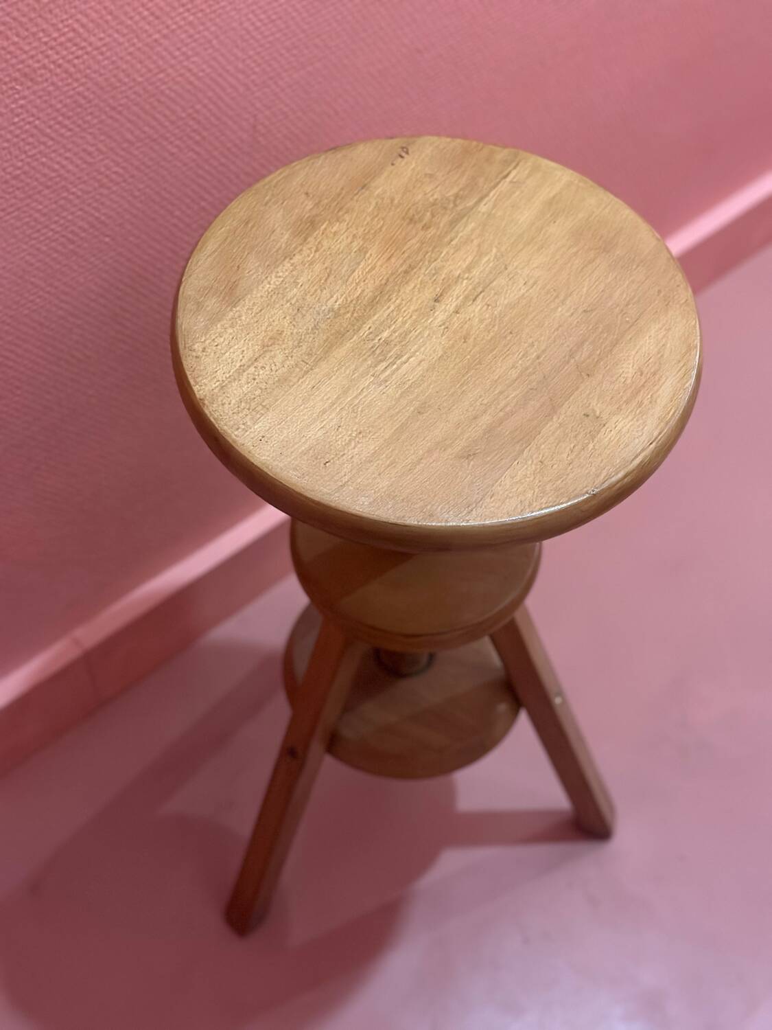 Vintage wooden tripod artist watchmaker stool brutalist workshop