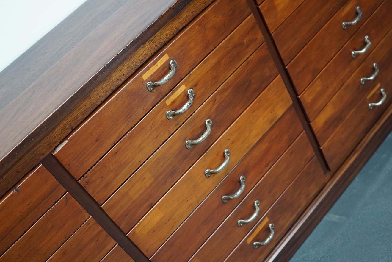 British Mahogany Apothecary Cabinet or Bank of Drawers, 1930s