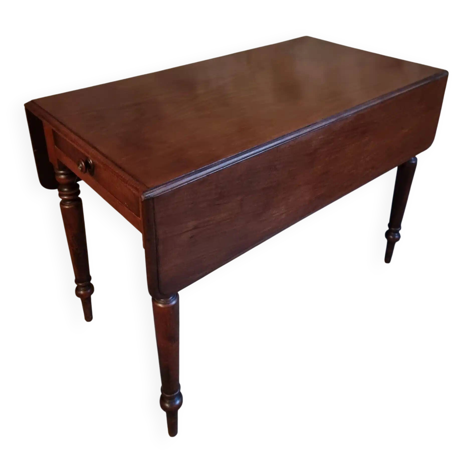 Antique English drop-leaf table in mahogany, late 19th century.