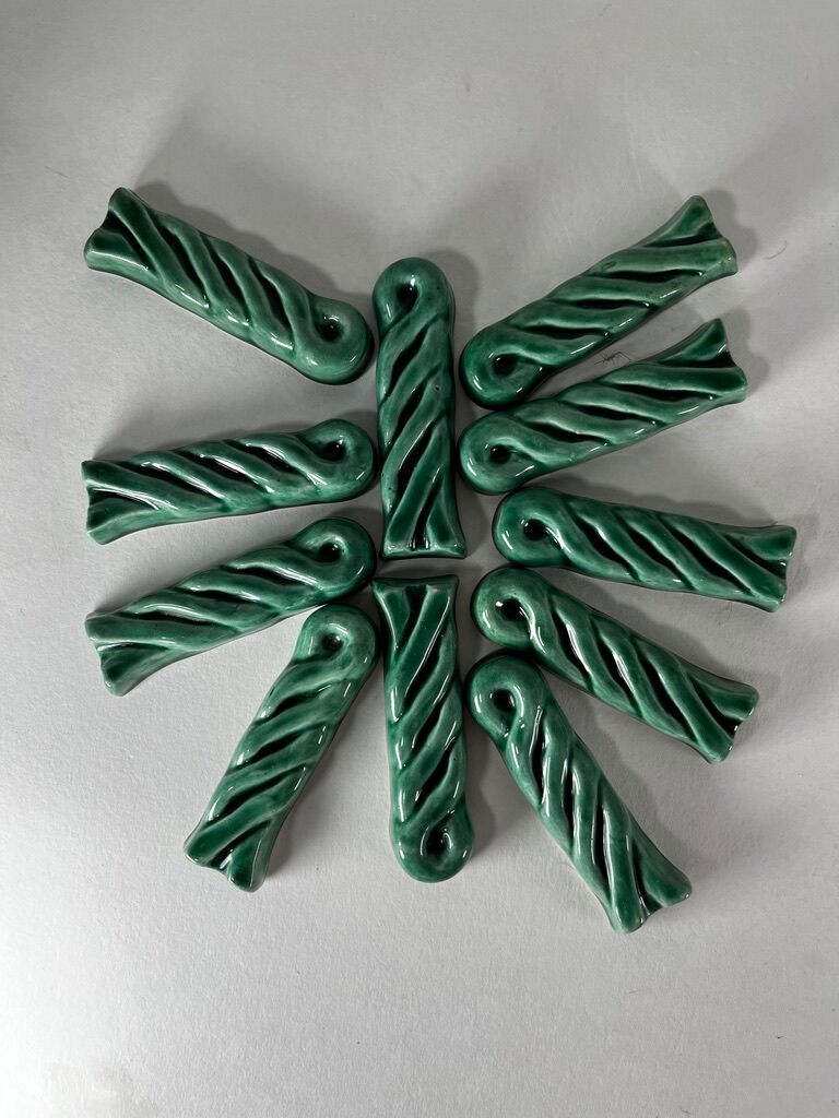 Knife holders in green ceramic Vallauris vintage 1950