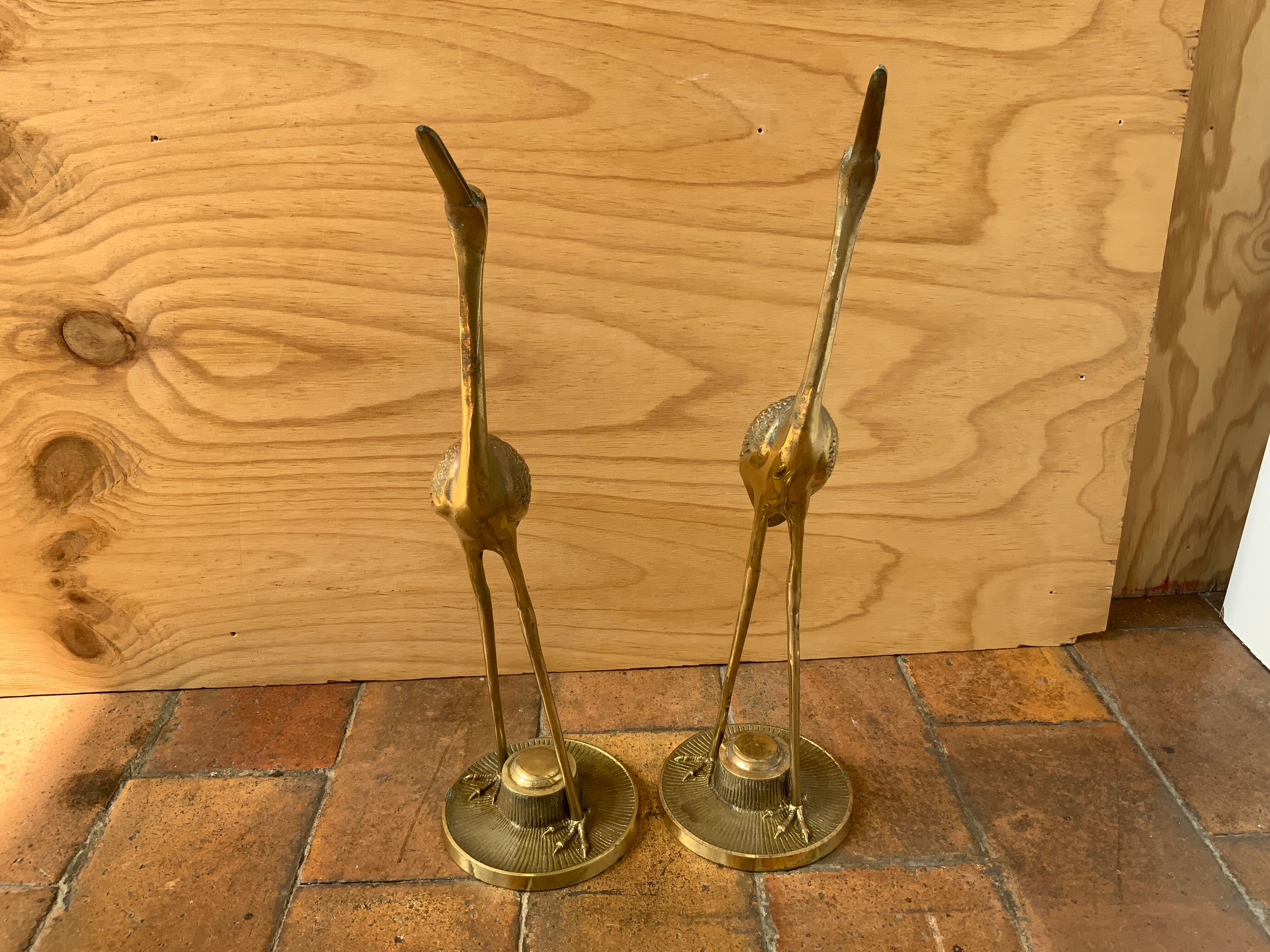 Pair of brass birds