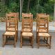 6 solid oak dining chairs with straw 110cm