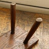 Low solid wood bench, folk art