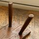 Low solid wood bench, folk art