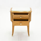 Paire de chevets en sycomore laiton miroir par Jean Pascaud 1940
