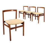 Vintage lounge chairs in exotic wood and fabric, 1960s design.