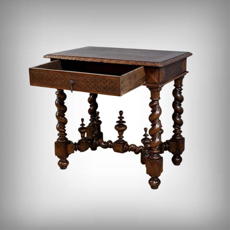 Small Oak Desk Table, Louis XIII Style – Mid-19th Century