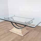 Wrought iron and glass coffee table