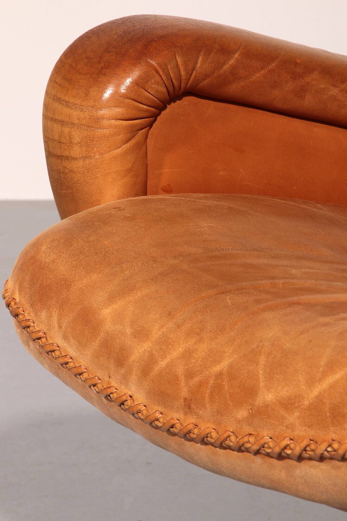 Vintage de Sede S 231 Leather armchair & ottoman, Switzerland 1960s