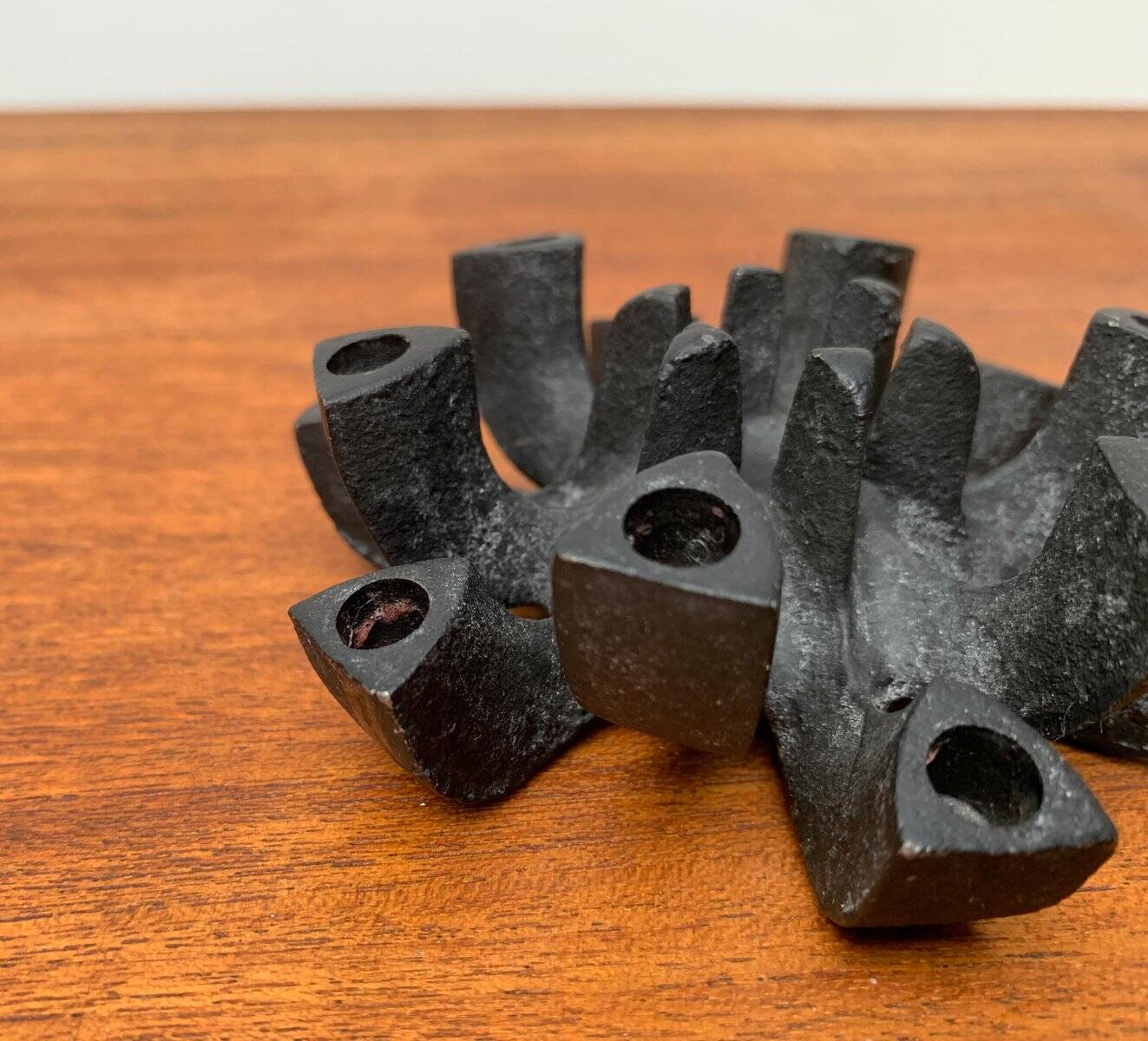 Brutalist cast iron candlestick from mid-century Japan by Jens H. Quistgaard, 1960s.