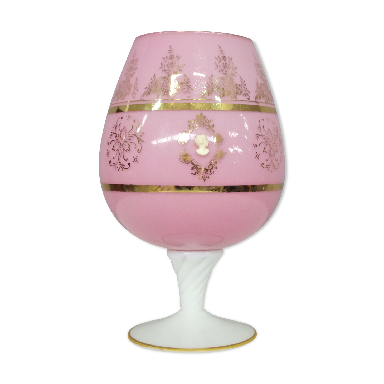 Hand-decorated glass French vase