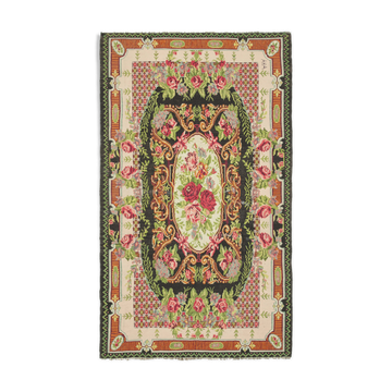 Hand-knotted vintage tapestry black kilim 214 cm x 356 cm - 23281