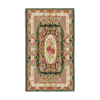 Tapisserie vintage nouée à la main noir kilim 214 cm x 356 cm - 23281